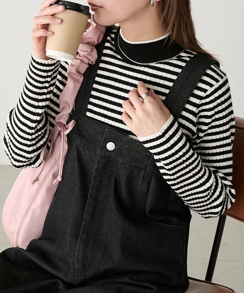 BONLECILL(ボンルシール)の「【至福のカヌレニット】配色パイピングハイネックリブニットプルオーバー(ニット/セーター・レディース・ブラック系1/レッド/アイボリー/ブラック/杢グレー/チャコールグレー/ブラック系その他/ブラウン/ボルドー/グリーン/アイボリー系1/ブラック×ホワイト/ネイビー・M/L)」の19枚目の写真