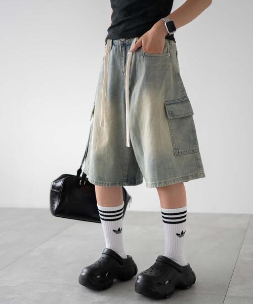 dispark（ディスパーク）の「DISPARK/ドロストカーゴハーフパンツ（デニムパンツ・レディース・ライトインディゴブルー/インディゴブルー/ブラック・MEDIUM/LARGE）」の17枚目の写真