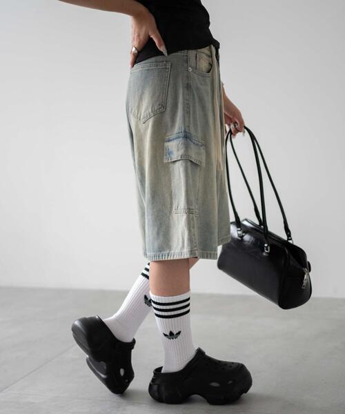 dispark（ディスパーク）の「DISPARK/ドロストカーゴハーフパンツ（デニムパンツ・レディース・ライトインディゴブルー/インディゴブルー/ブラック・MEDIUM/LARGE）」の18枚目の写真