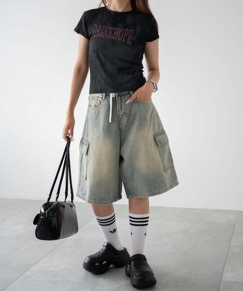 dispark（ディスパーク）の「DISPARK/ドロストカーゴハーフパンツ（デニムパンツ・レディース・ライトインディゴブルー/インディゴブルー/ブラック・MEDIUM/LARGE）」の20枚目の写真