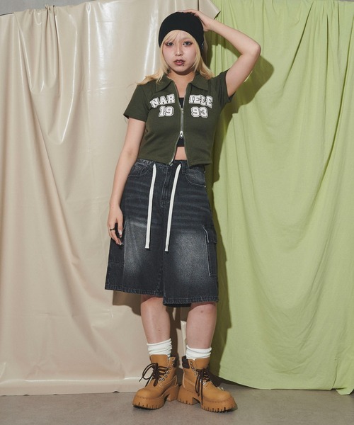 dispark（ディスパーク）の「DISPARK/ドロストカーゴハーフパンツ（デニムパンツ・レディース・ライトインディゴブルー/インディゴブルー/ブラック・MEDIUM/LARGE）」の8枚目の写真