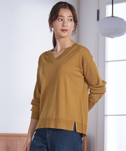 【セール】【ウールブレンドシリーズ】フロント切替Vネック ニット（ニット/セーター）｜any SiS（エニィスィス）
