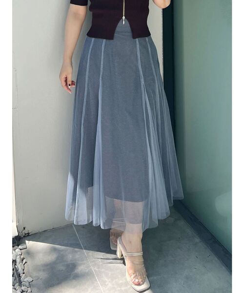 MERCURYDUO（マーキュリーデュオ）の「チュールフレアスカート（スカート・レディース・ピンク/オフホワイト/ブルー・SMALL/MEDIUM）」の3枚目の写真