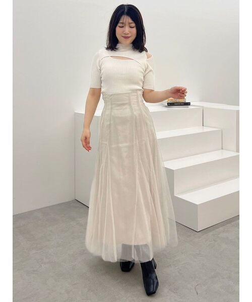 MERCURYDUO（マーキュリーデュオ）の「チュールフレアスカート（スカート・レディース・ピンク/オフホワイト/ブルー・SMALL/MEDIUM）」の5枚目の写真