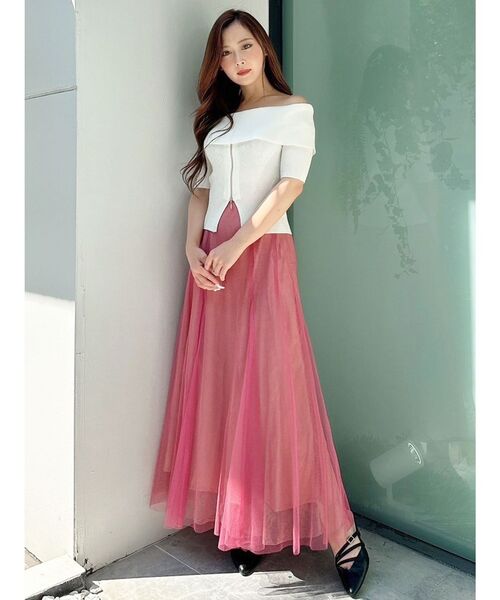 MERCURYDUO（マーキュリーデュオ）の「チュールフレアスカート（スカート・レディース・ピンク/オフホワイト/ブルー・SMALL/MEDIUM）」の11枚目の写真