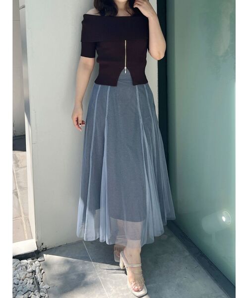 MERCURYDUO（マーキュリーデュオ）の「チュールフレアスカート（スカート・レディース・ピンク/オフホワイト/ブルー・SMALL/MEDIUM）」の14枚目の写真