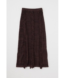 M_ | オーガニックコットンを使用したツイード調のニット　フリンジラインがポイントのロングスカート(スカート)