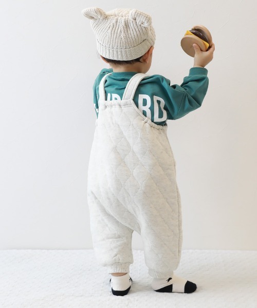 devirock（デビロック）の「ベビー ニットキルト サロペット（サロペット/オーバーオール・キッズ・スミクロ/オートミール・70-80cm）」の3枚目の写真