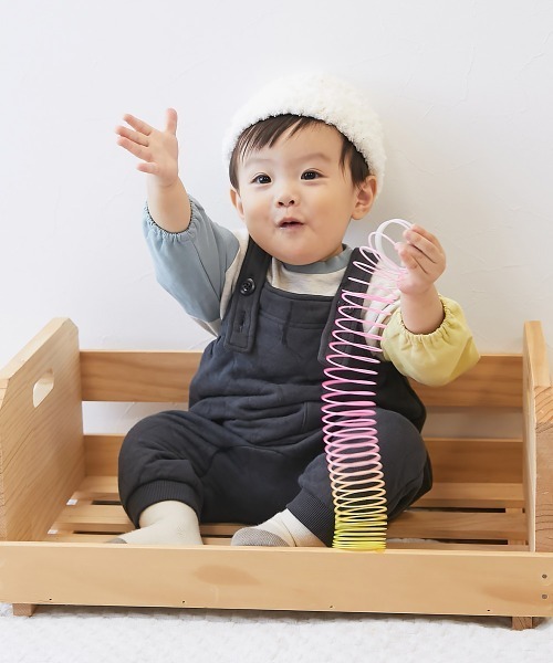 devirock（デビロック）の「ベビー ニットキルト サロペット（サロペット/オーバーオール・キッズ・スミクロ/オートミール・70-80cm）」の5枚目の写真