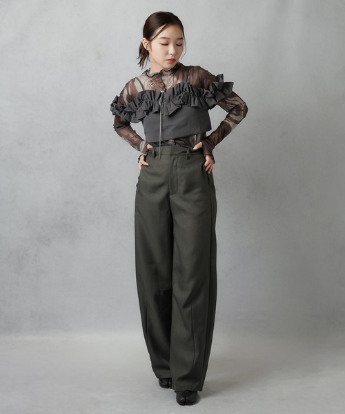 Lull（ルル）の「【Lull / ルル】フリルオフショルキャミビスチェ（キャミソール・レディース・チャコール/キナリ/ブラック・ONESIZE）」の16枚目の写真