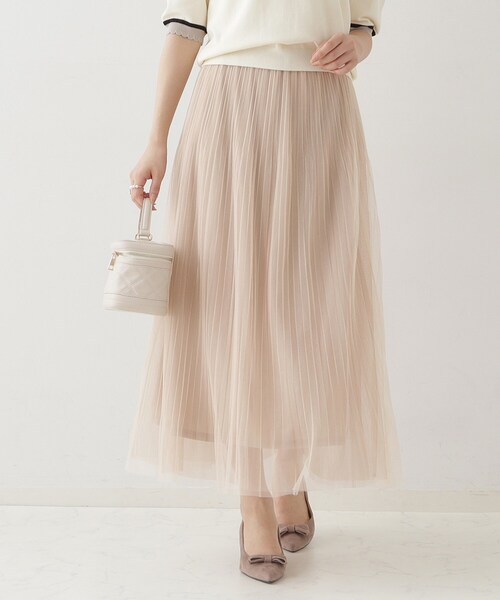 couture brooch(クチュールブローチ)の「シャイニーチュールプリーツスカート(スカート・レディース・グレー/ベージュ・36/38/40/42)」の3枚目の写真