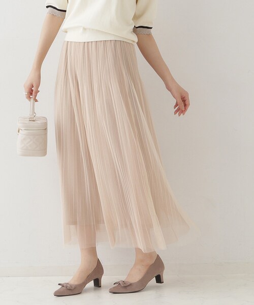 couture brooch(クチュールブローチ)の「シャイニーチュールプリーツスカート(スカート・レディース・グレー/ベージュ・36/38/40/42)」の4枚目の写真