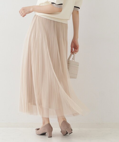 couture brooch(クチュールブローチ)の「シャイニーチュールプリーツスカート(スカート・レディース・グレー/ベージュ・36/38/40/42)」の5枚目の写真