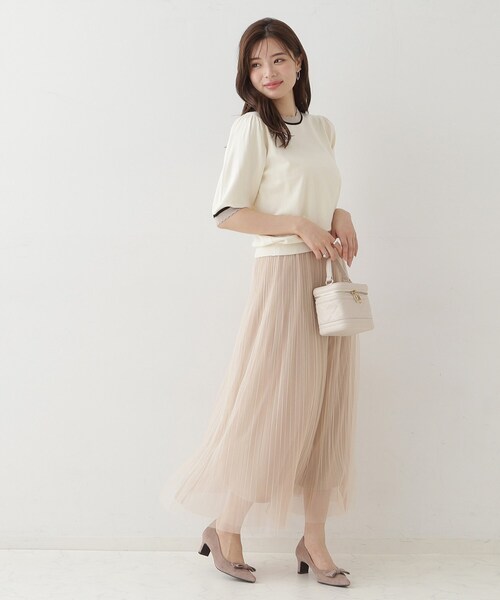 couture brooch(クチュールブローチ)の「シャイニーチュールプリーツスカート(スカート・レディース・グレー/ベージュ・36/38/40/42)」の7枚目の写真