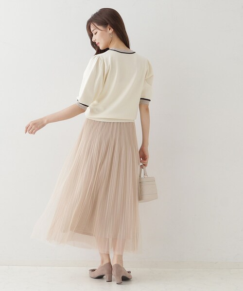 couture brooch(クチュールブローチ)の「シャイニーチュールプリーツスカート(スカート・レディース・グレー/ベージュ・36/38/40/42)」の8枚目の写真