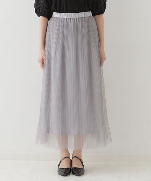 couture brooch(クチュールブローチ)の「シャイニーチュールプリーツスカート(スカート・レディース・グレー/ベージュ・36/38/40/42)」の17枚目の写真