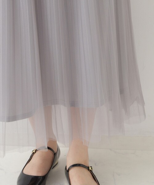 couture brooch(クチュールブローチ)の「シャイニーチュールプリーツスカート(スカート・レディース・グレー/ベージュ・36/38/40/42)」の21枚目の写真