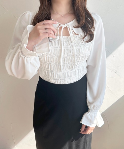 apres jour(アプレジュール)の「キャンディースリーブフロントオープンシャーリングブラウス【ZOZOTOWN限定アイテム】(シャツ/ブラウス・レディース・ホワイト/グレー/ブラック・X-LARGE/フリー)」の7枚目の写真