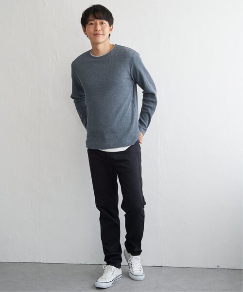 ikka（イッカ）の「メランジワッフルフェイクロンＴ（Tシャツ/カットソー・メンズ・ブラック/オリーブ/ブルー/ブラウン/ベージュ・M/L/XL/S）」の6枚目の写真