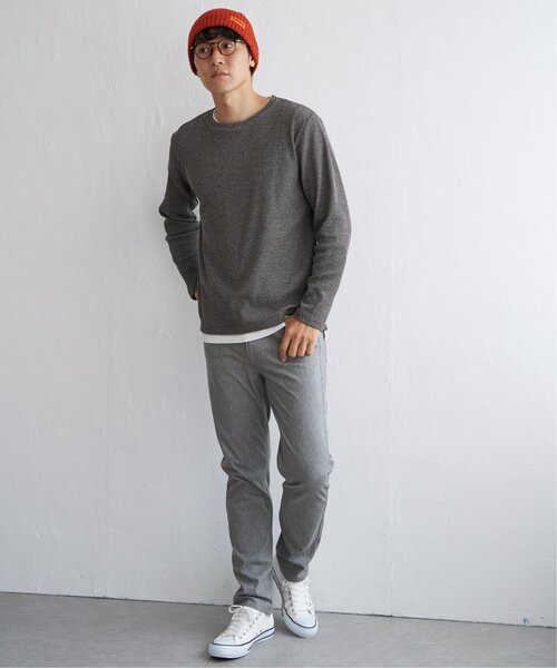 ikka（イッカ）の「メランジワッフルフェイクロンＴ（Tシャツ/カットソー・メンズ・ブラック/オリーブ/ブルー/ブラウン/ベージュ・M/L/XL/S）」の8枚目の写真