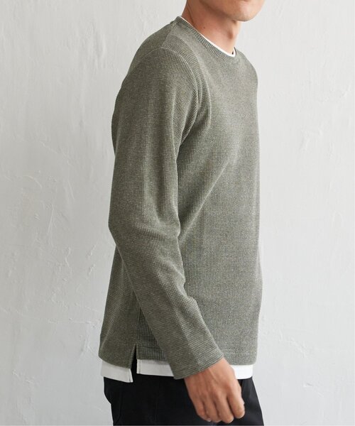 ikka（イッカ）の「メランジワッフルフェイクロンＴ（Tシャツ/カットソー・メンズ・ブラック/オリーブ/ブルー/ブラウン/ベージュ・M/L/XL/S）」の9枚目の写真