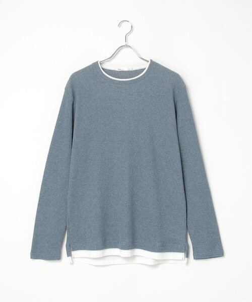 ikka（イッカ）の「メランジワッフルフェイクロンＴ（Tシャツ/カットソー・メンズ・ブラック/オリーブ/ブルー/ブラウン/ベージュ・M/L/XL/S）」の12枚目の写真