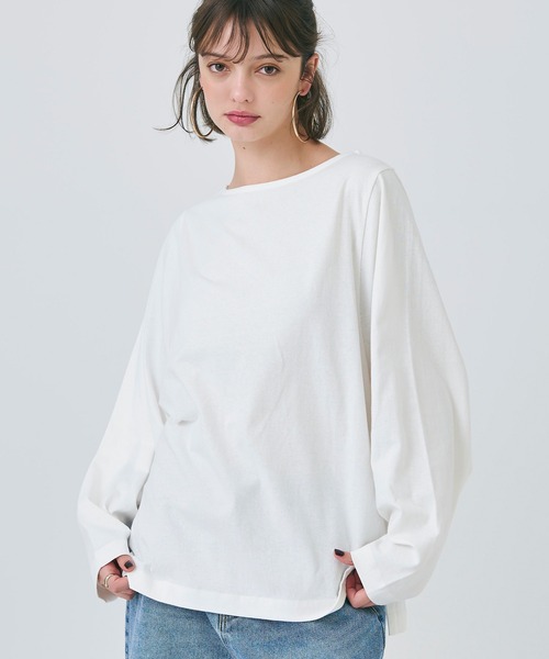 coca(coca)(コカ)の「ドルマン袖スリットコットンTシャツ(Tシャツ/カットソー・レディース・ホワイト/ブラック・S/M/L)」の2枚目の写真