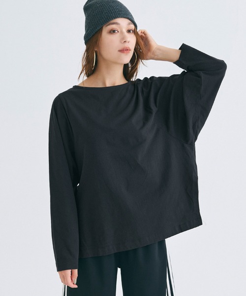 coca(coca)(コカ)の「ドルマン袖スリットコットンTシャツ(Tシャツ/カットソー・レディース・ホワイト/ブラック・S/M/L)」の1枚目の写真