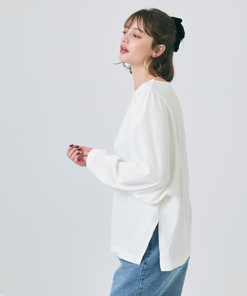 coca(coca)(コカ)の「ドルマン袖スリットコットンTシャツ(Tシャツ/カットソー・レディース・ホワイト/ブラック・S/M/L)」の4枚目の写真