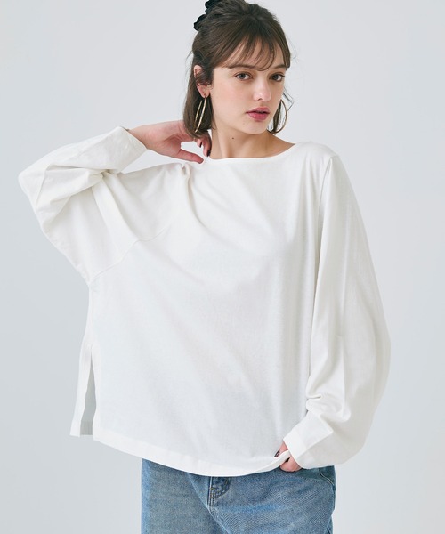 coca(coca)(コカ)の「ドルマン袖スリットコットンTシャツ(Tシャツ/カットソー・レディース・ホワイト/ブラック・S/M/L)」の6枚目の写真