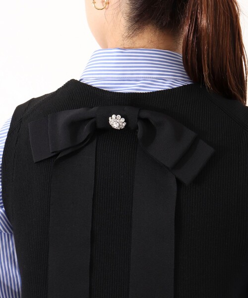 NOLLEY’S（ノーリーズ）の「ビジュー付きリボンブローチ（ブローチ/コサージュ・レディース・ブラック・FREE）」の6枚目の写真