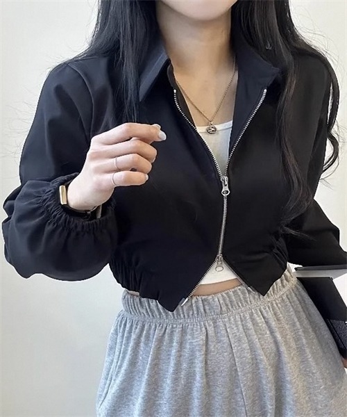 FREE STYLISTS（フリー スタイリスト）の「ダブルジップアップブルゾン（ブルゾン・レディース・ブラック/ホワイト・S/M）」の17枚目の写真