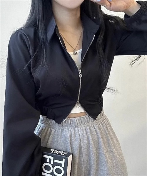 FREE STYLISTS（フリー スタイリスト）の「ダブルジップアップブルゾン（ブルゾン・レディース・ブラック/ホワイト・S/M）」の5枚目の写真