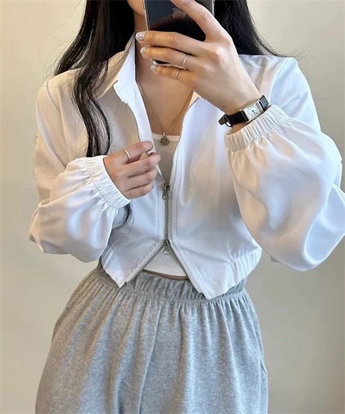 FREE STYLISTS（フリー スタイリスト）の「ダブルジップアップブルゾン（ブルゾン・レディース・ブラック/ホワイト・S/M）」の10枚目の写真
