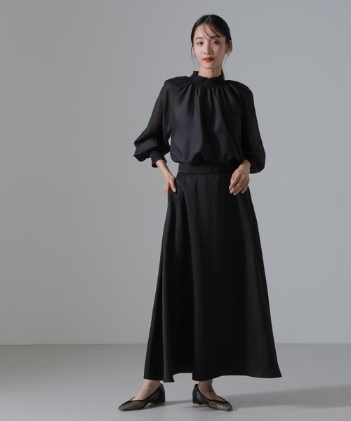 セール】ヴィンテージサテンフレアロングスカート(セットアップ可