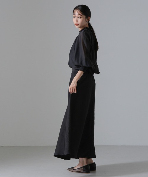 セール】ヴィンテージサテンフレアロングスカート(セットアップ可