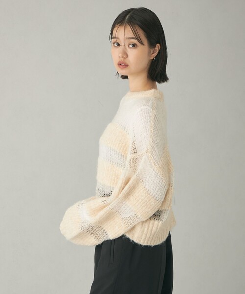 【セール】＜EMMEL REFINES＞EM ハリヌキアゼ ボーダー ニットプルオーバー（ニット/セーター）｜EMMEL REFINES（エメルリファインズ）