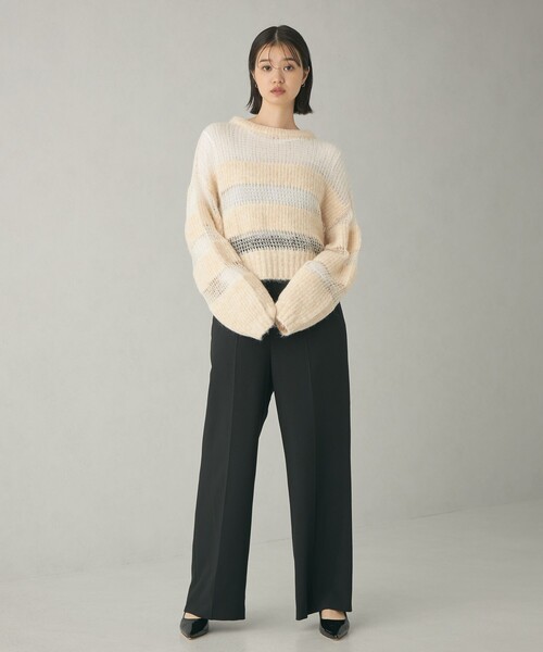 【セール】＜EMMEL REFINES＞EM ハリヌキアゼ ボーダー ニットプルオーバー（ニット/セーター）｜EMMEL REFINES（エメルリファインズ）