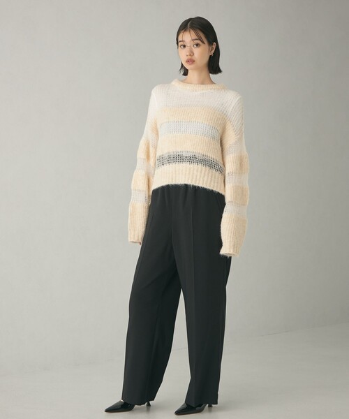 【セール】＜EMMEL REFINES＞EM ハリヌキアゼ ボーダー ニットプルオーバー（ニット/セーター）｜EMMEL REFINES（エメルリファインズ）