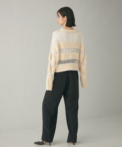 【セール】＜EMMEL REFINES＞EM ハリヌキアゼ ボーダー ニットプルオーバー（ニット/セーター）｜EMMEL REFINES（エメルリファインズ）