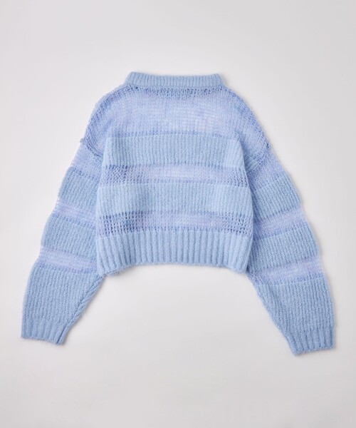 【セール】＜EMMEL REFINES＞EM ハリヌキアゼ ボーダー ニットプルオーバー（ニット/セーター）｜EMMEL REFINES（エメルリファインズ）