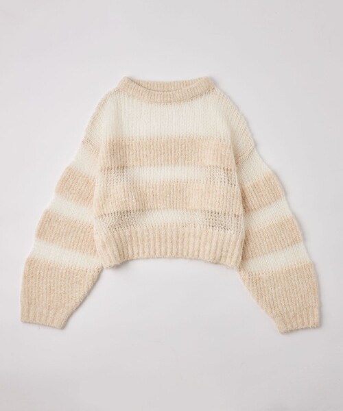 【セール】＜EMMEL REFINES＞EM ハリヌキアゼ ボーダー ニットプルオーバー（ニット/セーター）｜EMMEL REFINES（エメルリファインズ）