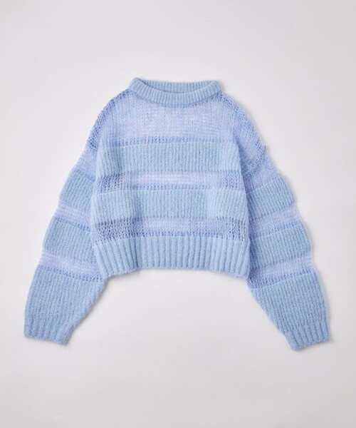 【セール】＜EMMEL REFINES＞EM ハリヌキアゼ ボーダー ニットプルオーバー（ニット/セーター）｜EMMEL REFINES（エメルリファインズ）