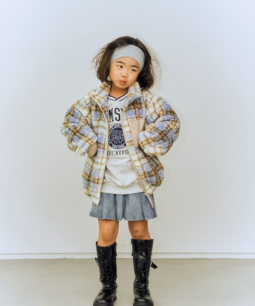 10C REPIPI(ジューシーレピピ)の「【10C REPIPI】スタンドカラーボアブルゾン(ブルゾン・キッズ・ブルー系その他/ホワイト系その他/グレー系その他・130cm/120cm/110cm)」の4枚目の写真