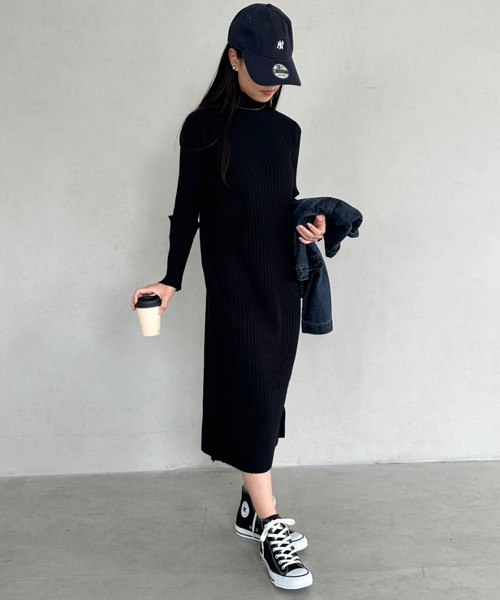 MYMOOD.(マイムード)の「プチハイネックロングニットワンピース(ワンピース・レディース・ネイビー/ベージュ/ブラック/アイボリー・FREE)」の16枚目の写真