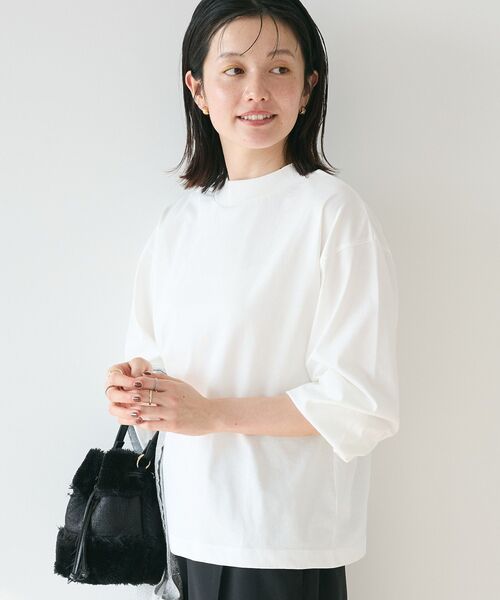 CRAFT STANDARD BOUTIQUE(クラフトスタンダードブティック)の「モックネックリングドット長袖プルオーバー(Tシャツ/カットソー・レディース・ブラック/チャコールグレー/オレンジ/ホワイト・FREE)」の2枚目の写真