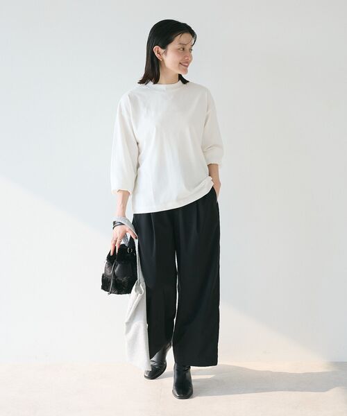 CRAFT STANDARD BOUTIQUE(クラフトスタンダードブティック)の「モックネックリングドット長袖プルオーバー(Tシャツ/カットソー・レディース・ブラック/チャコールグレー/オレンジ/ホワイト・FREE)」の5枚目の写真