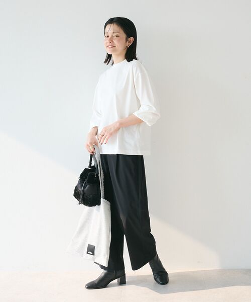 CRAFT STANDARD BOUTIQUE(クラフトスタンダードブティック)の「モックネックリングドット長袖プルオーバー(Tシャツ/カットソー・レディース・ブラック/チャコールグレー/オレンジ/ホワイト・FREE)」の6枚目の写真