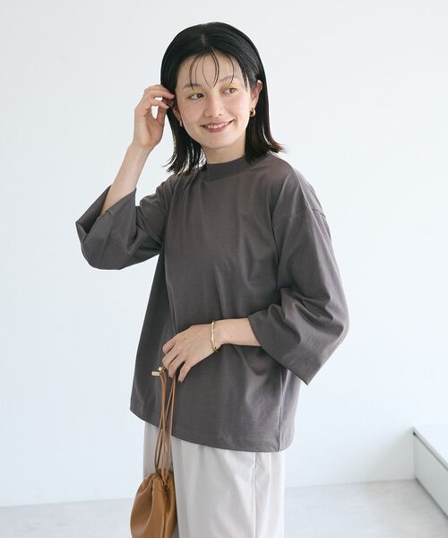 CRAFT STANDARD BOUTIQUE(クラフトスタンダードブティック)の「モックネックリングドット長袖プルオーバー(Tシャツ/カットソー・レディース・ブラック/チャコールグレー/オレンジ/ホワイト・FREE)」の9枚目の写真