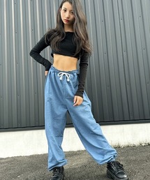 RandS/R（ランズアール）の「デニム風ルーズシルエットパンツ（スウェットパンツ）」